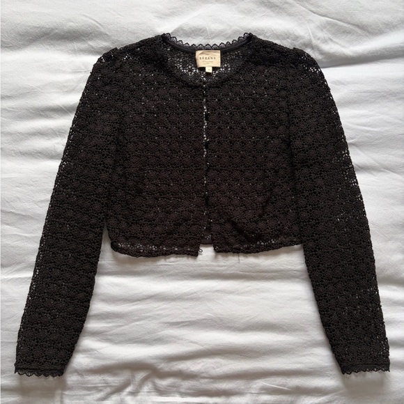 Sezane Tops - Sezane | Yumi Blouse | Black Lace Cardigan